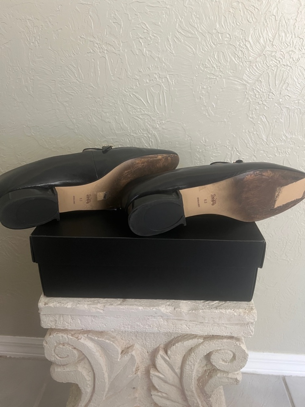Coach Black Leather Loafers with Gold Buckle Detail - Picture 4 of 5